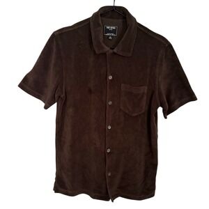 Todd Snyder Brown Terry Button Down Polo Shirt Men's Size XS